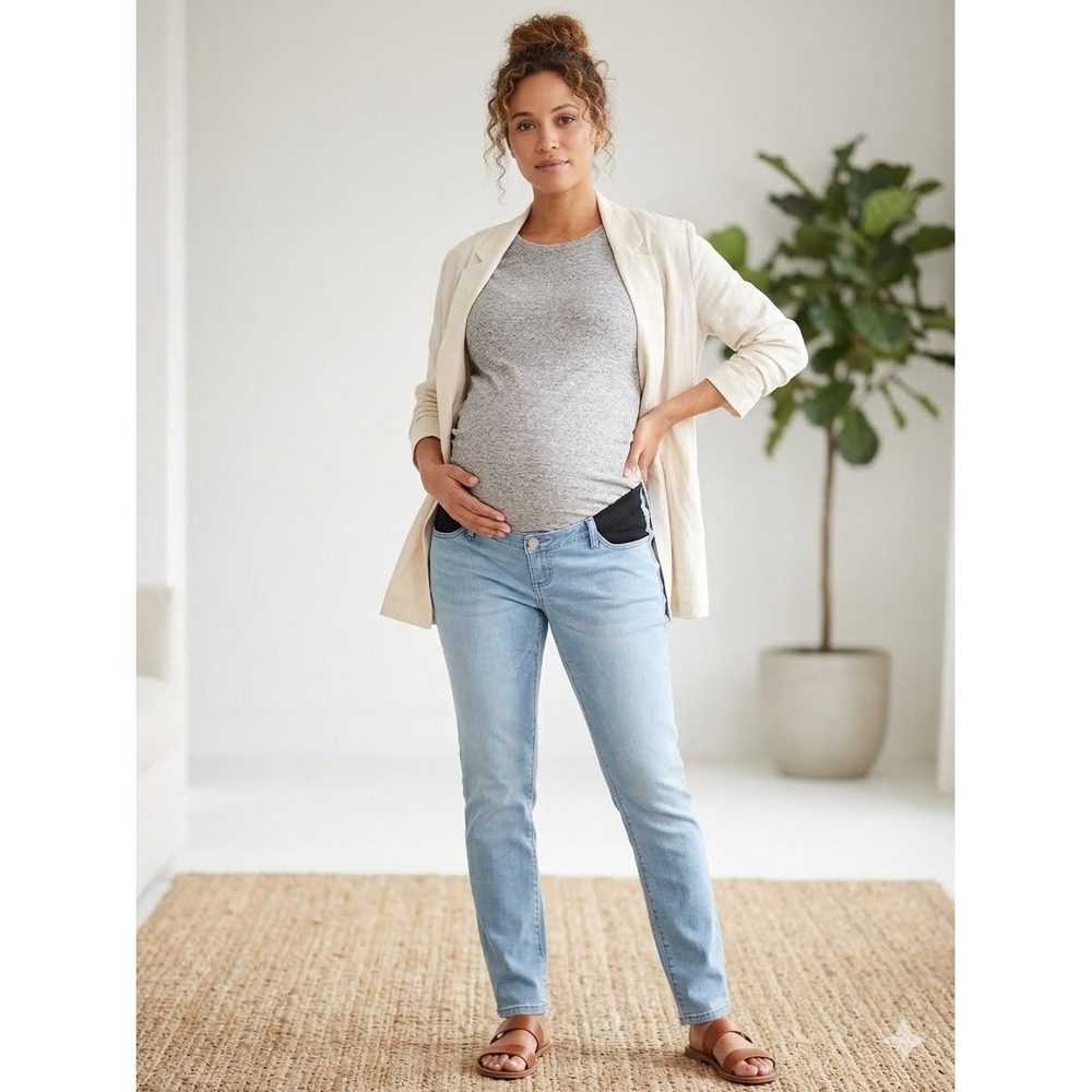 Isabel Maternity by Ingrid & Isabel Skinny Jeans‎ Light Wash Side Panel Size 12